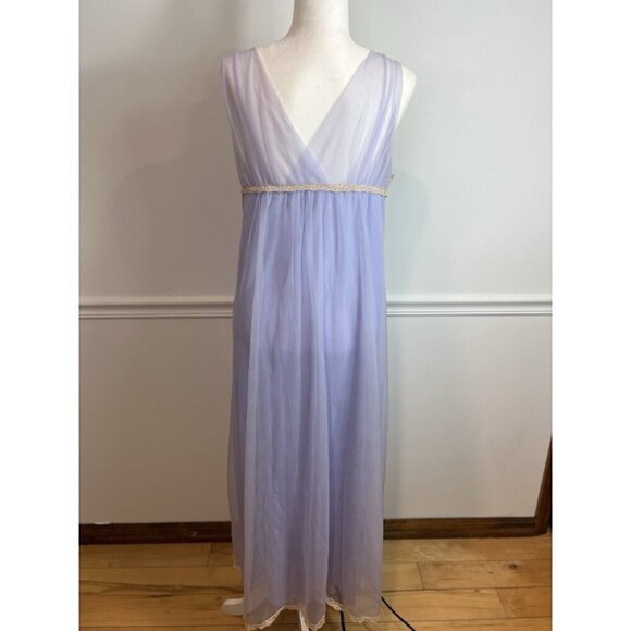 Vintage Aristocraft Blue Lace Nightgown Medium 1960s Retro Sheer Lined - Picture 2 of 8
